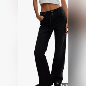 Free People Black Track Pants with Luxurious Velvet Texture